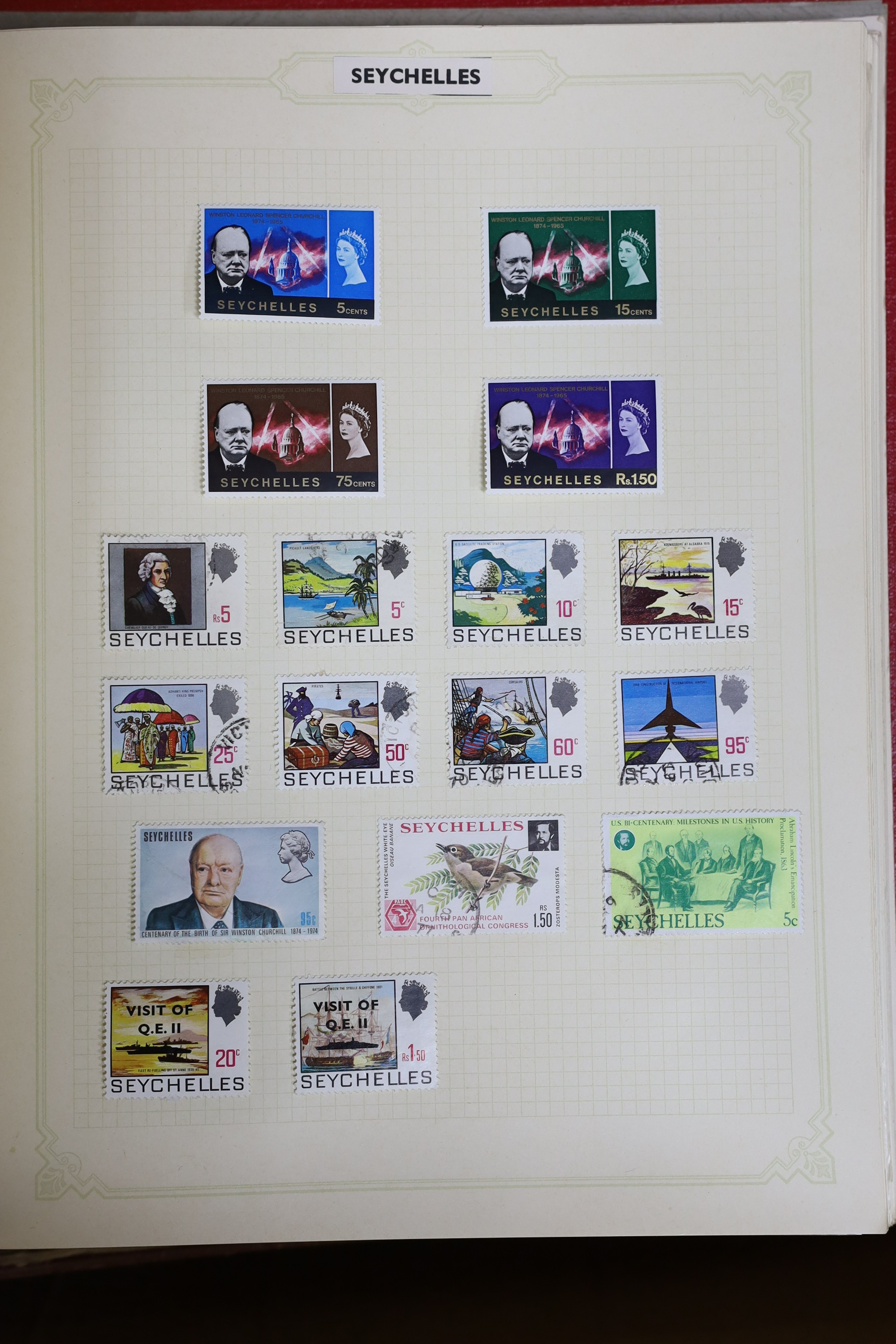 Nine albums World stamps, British Commonwealth Germany, USA